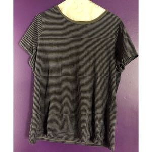 Navy Blue and Olive Green Striped T-Shirt